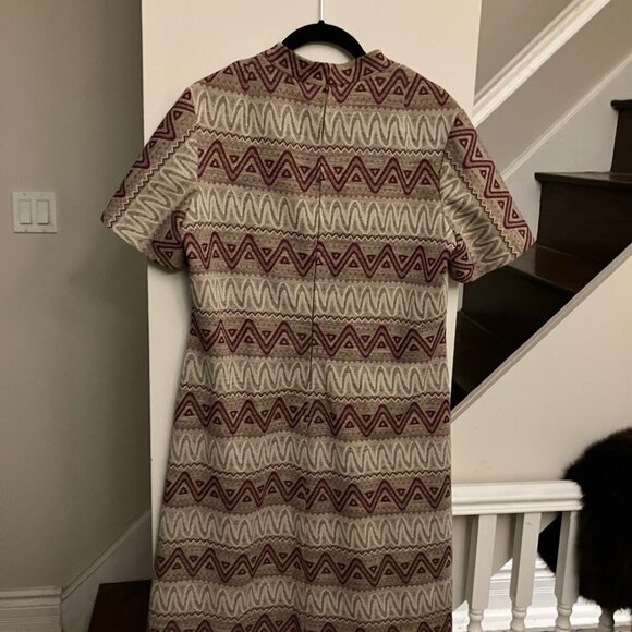 Vintage Zigzag Earthtones Dress - Picture 5 of 7